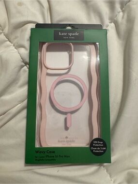 Kate Spade iPhone 16 Pro Max Case w/MagSafe Maroon/Pink Wavy New